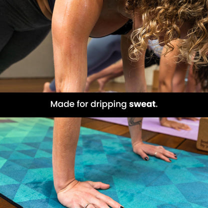 Yoga Drip Hot Yoga Towel – Non Slip Yoga Mat Towel with Corner Pockets, Silicone Grip Dots & Subtle Alignment Lines | Sweat Absorbent, Moisture Wicking, Quick Dry | No Bunching or Sliding | 72” x 26”