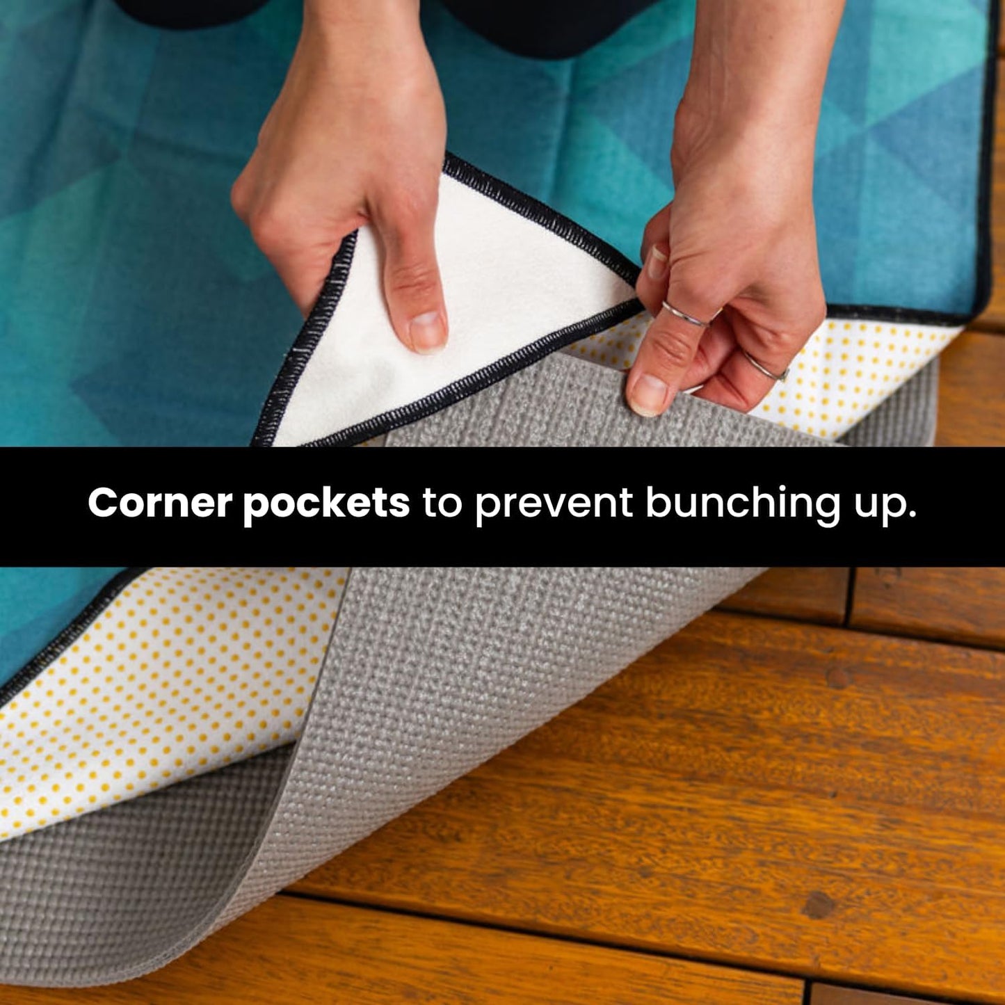 Yoga Drip Hot Yoga Towel – Non Slip Yoga Mat Towel with Corner Pockets, Silicone Grip Dots & Subtle Alignment Lines | Sweat Absorbent, Moisture Wicking, Quick Dry | No Bunching or Sliding | 72” x 26”