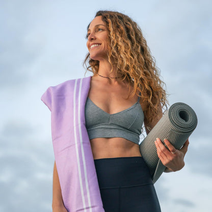 Yoga Drip Hot Yoga Towel – Non Slip Yoga Mat Towel with Corner Pockets, Silicone Grip Dots & Subtle Alignment Lines | Sweat Absorbent, Moisture Wicking, Quick Dry | No Bunching or Sliding | 72” x 26”