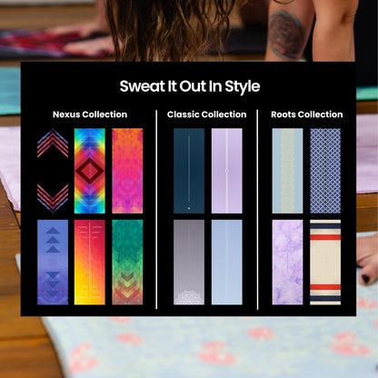 Yoga Drip Hot Yoga Towel – Non Slip Yoga Mat Towel with Corner Pockets, Silicone Grip Dots & Subtle Alignment Lines | Sweat Absorbent, Moisture Wicking, Quick Dry | No Bunching or Sliding | 72” x 26”