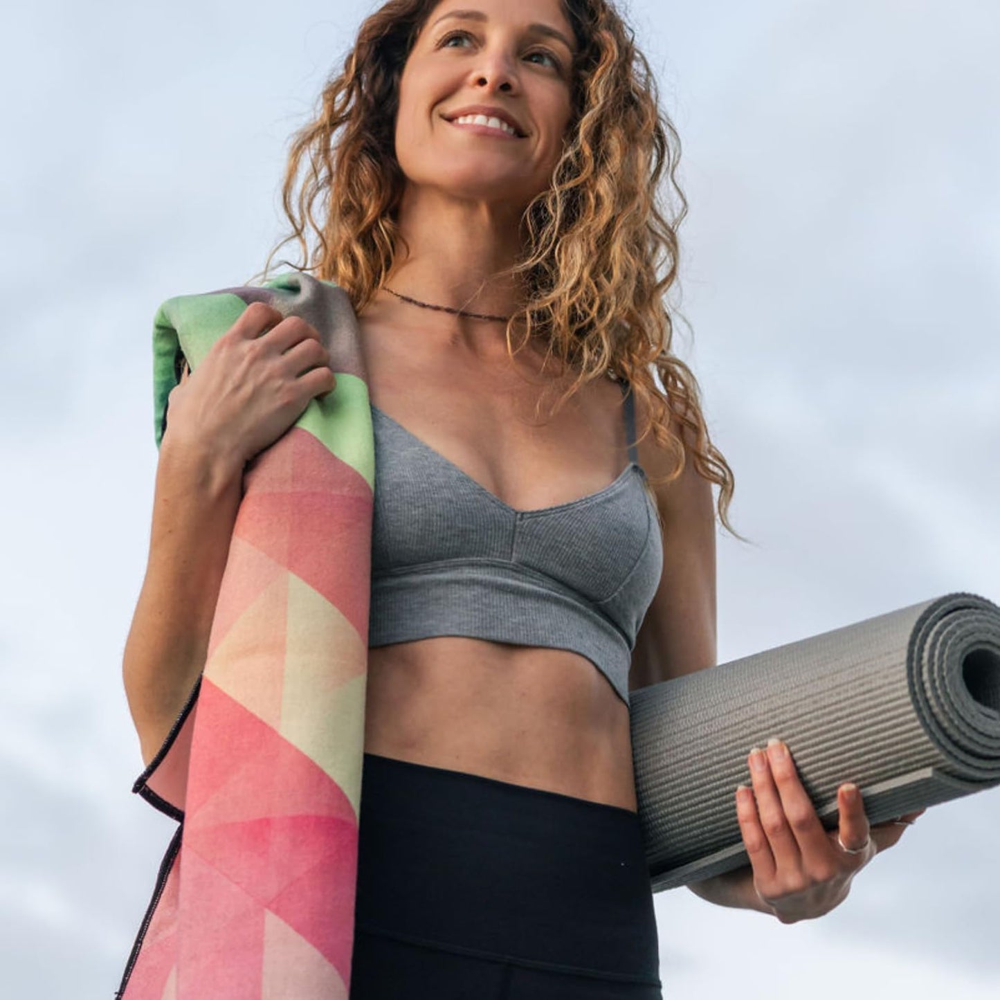 Yoga Drip Hot Yoga Towel – Non Slip Yoga Mat Towel with Corner Pockets, Silicone Grip Dots & Subtle Alignment Lines | Sweat Absorbent, Moisture Wicking, Quick Dry | No Bunching or Sliding | 72” x 26”