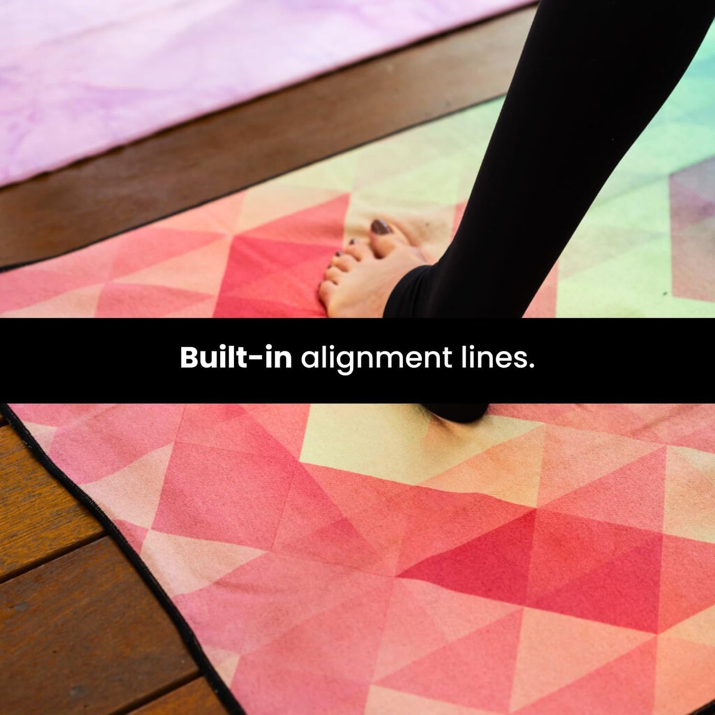 Yoga Drip Hot Yoga Towel – Non Slip Yoga Mat Towel with Corner Pockets, Silicone Grip Dots & Subtle Alignment Lines | Sweat Absorbent, Moisture Wicking, Quick Dry | No Bunching or Sliding | 72” x 26”