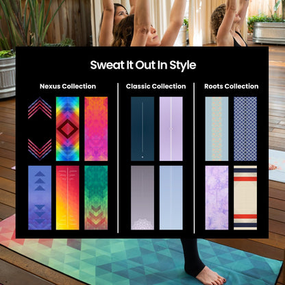 Yoga Drip Hot Yoga Towel – Non Slip Yoga Mat Towel with Corner Pockets, Silicone Grip Dots & Subtle Alignment Lines | Sweat Absorbent, Moisture Wicking, Quick Dry | No Bunching or Sliding | 72” x 26”