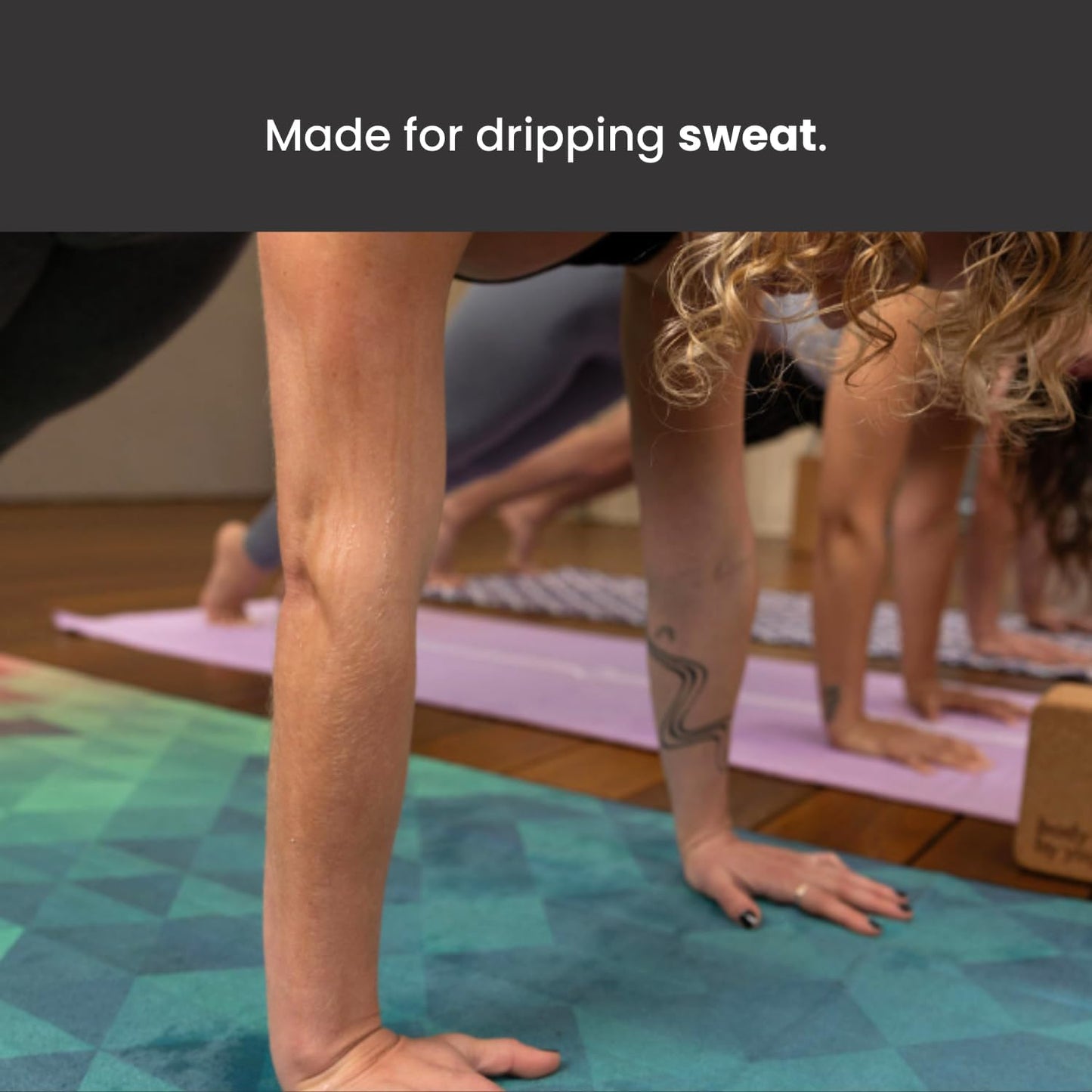 Yoga Drip Hot Yoga Towel – Non Slip Yoga Mat Towel with Corner Pockets, Silicone Grip Dots & Subtle Alignment Lines | Sweat Absorbent, Moisture Wicking, Quick Dry | No Bunching or Sliding | 72” x 26”