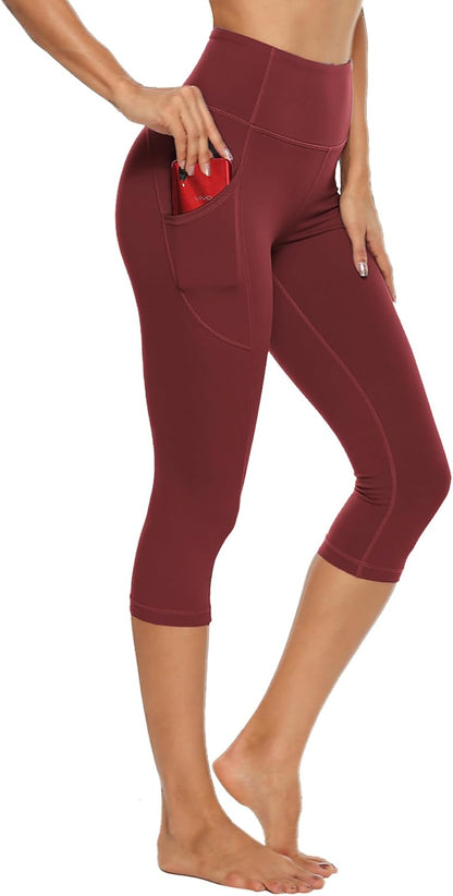 Stelle Capri Leggings for Women Yoga Pants with Pockets High Waisted Legging for Gym Workout
