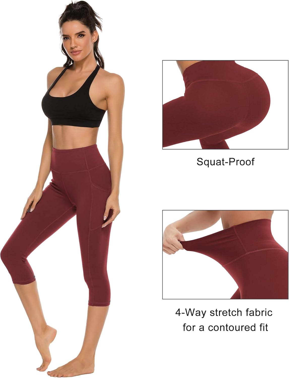 Stelle Capri Leggings for Women Yoga Pants with Pockets High Waisted Legging for Gym Workout