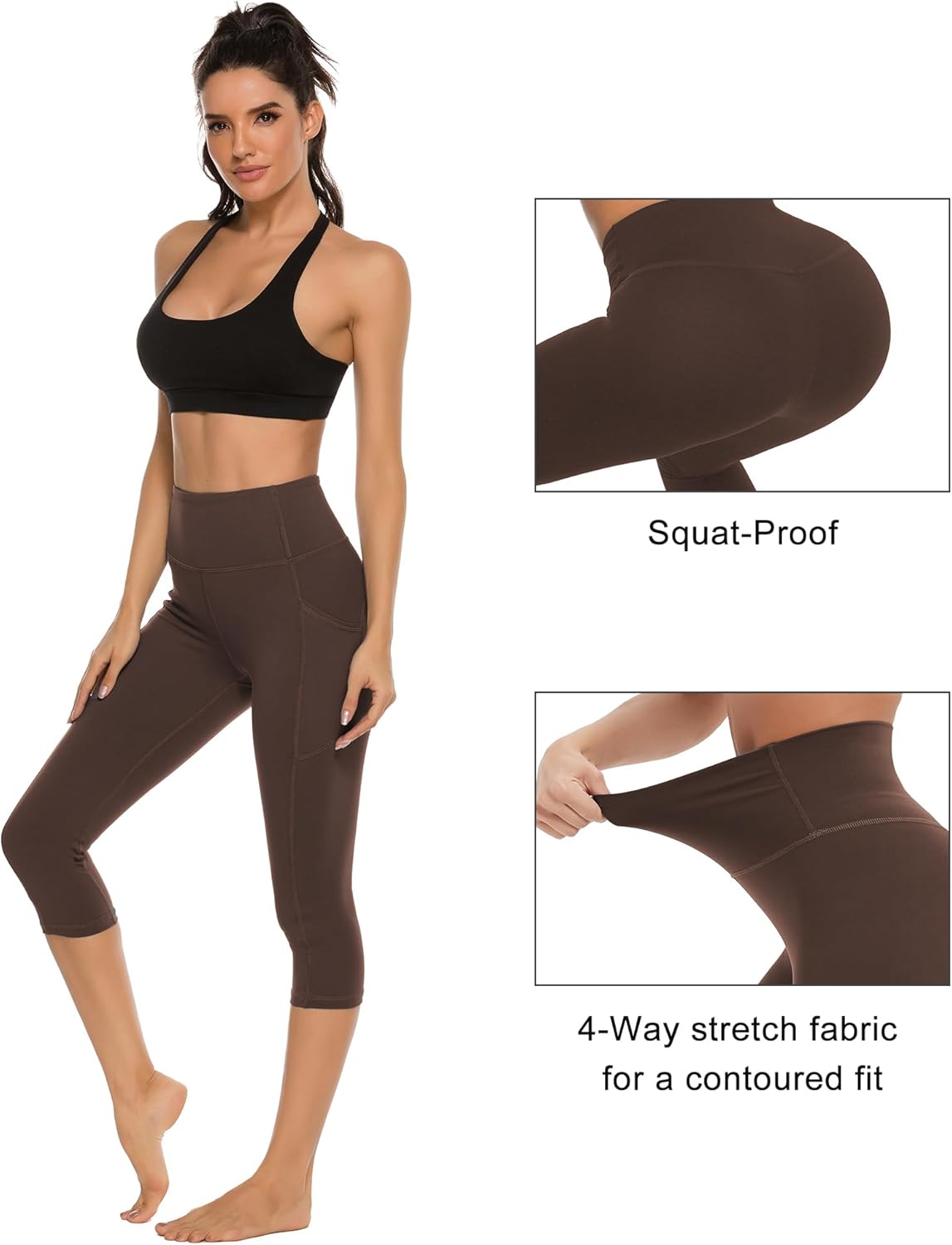 Stelle Capri Leggings for Women Yoga Pants with Pockets High Waisted Legging for Gym Workout