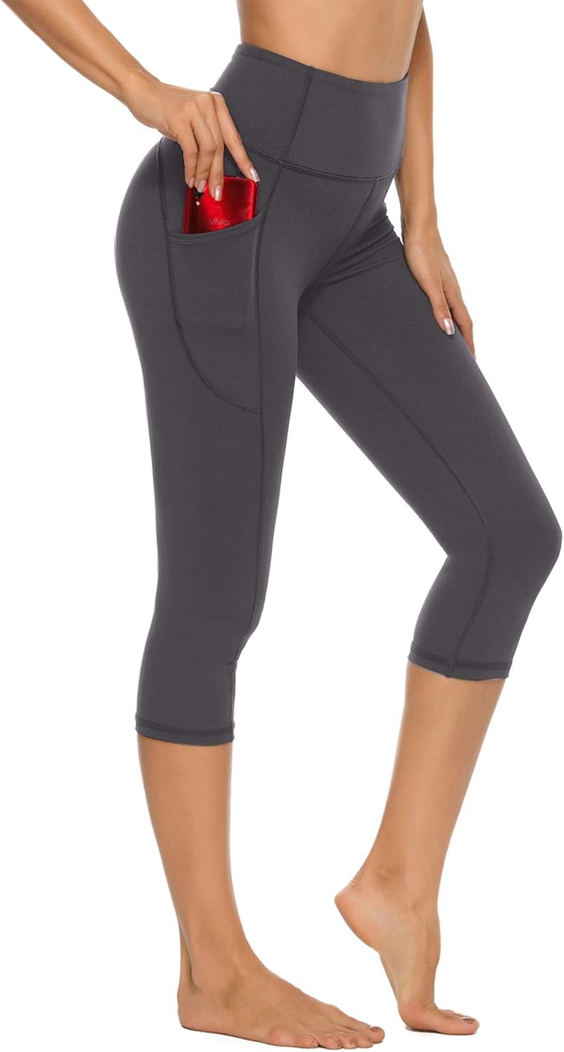 Stelle Capri Leggings for Women Yoga Pants with Pockets High Waisted Legging for Gym Workout