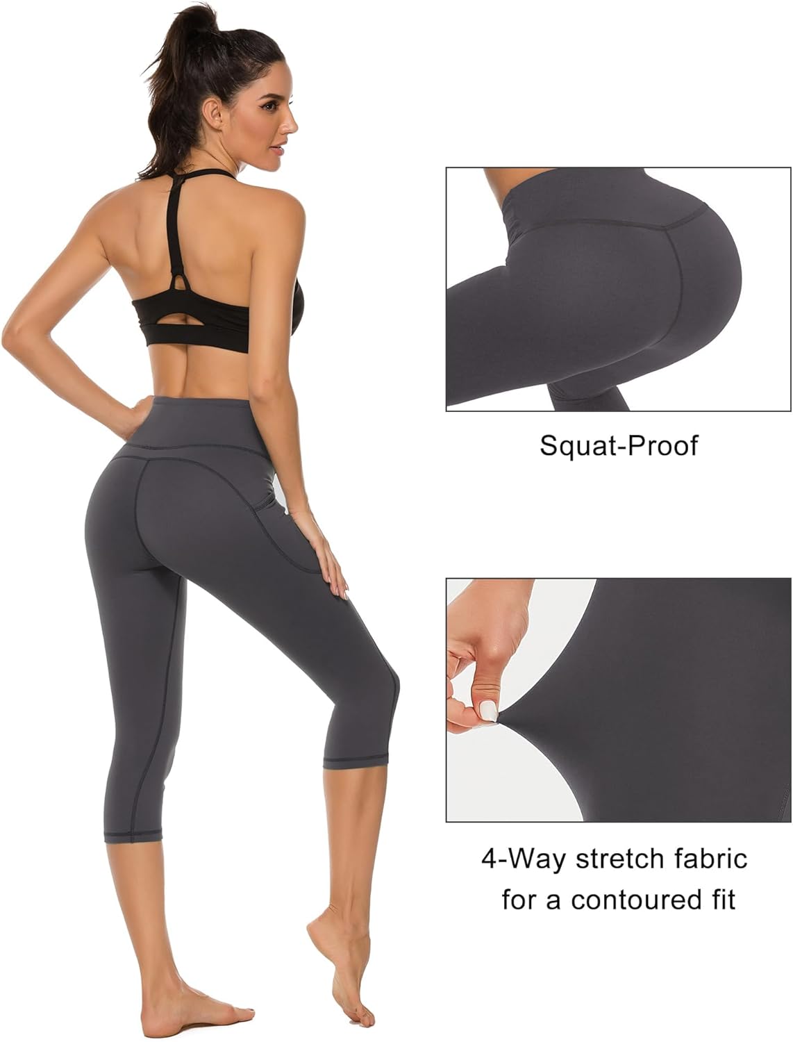 Stelle Capri Leggings for Women Yoga Pants with Pockets High Waisted Legging for Gym Workout