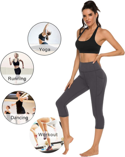 Stelle Capri Leggings for Women Yoga Pants with Pockets High Waisted Legging for Gym Workout