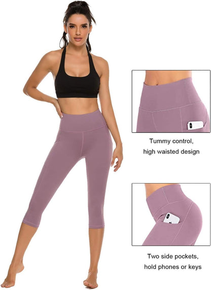 Stelle Capri Leggings for Women Yoga Pants with Pockets High Waisted Legging for Gym Workout