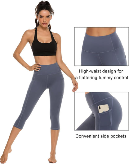 Stelle Capri Leggings for Women Yoga Pants with Pockets High Waisted Legging for Gym Workout