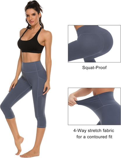 Stelle Capri Leggings for Women Yoga Pants with Pockets High Waisted Legging for Gym Workout
