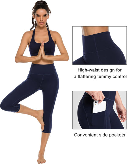 Stelle Capri Leggings for Women Yoga Pants with Pockets High Waisted Legging for Gym Workout