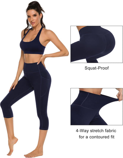 Stelle Capri Leggings for Women Yoga Pants with Pockets High Waisted Legging for Gym Workout
