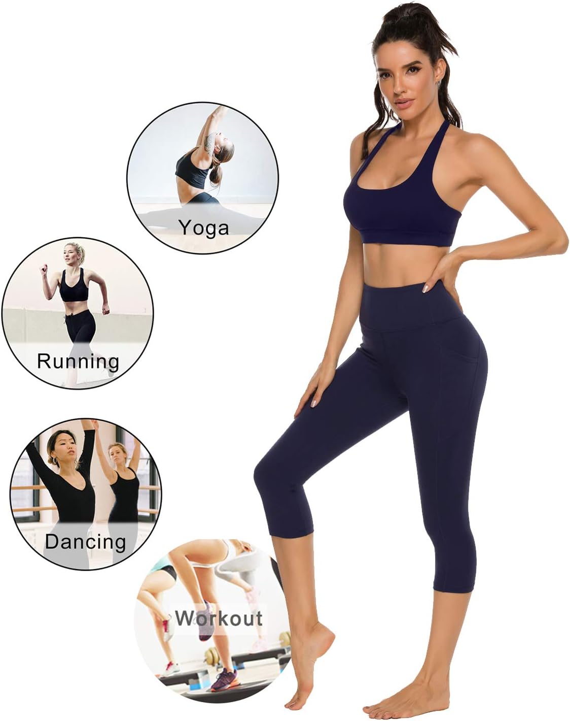 Stelle Capri Leggings for Women Yoga Pants with Pockets High Waisted Legging for Gym Workout