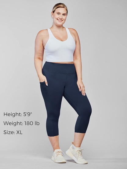 Stelle Capri Leggings for Women Yoga Pants with Pockets High Waisted Legging for Gym Workout
