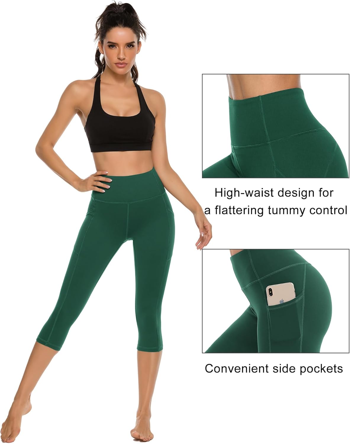 Stelle Capri Leggings for Women Yoga Pants with Pockets High Waisted Legging for Gym Workout