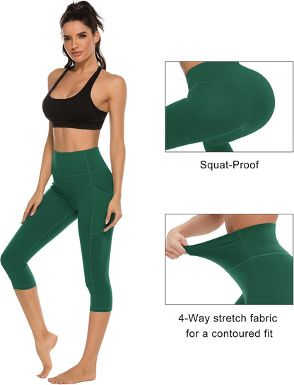 Stelle Capri Leggings for Women Yoga Pants with Pockets High Waisted Legging for Gym Workout