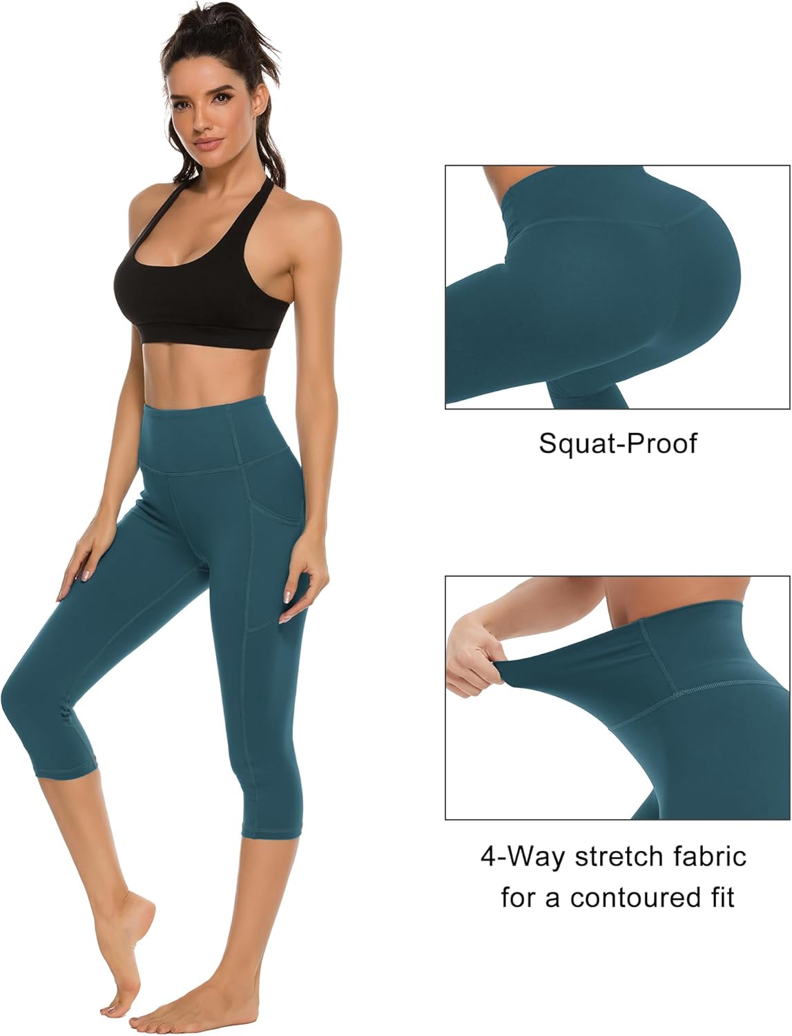 Stelle Capri Leggings for Women Yoga Pants with Pockets High Waisted Legging for Gym Workout