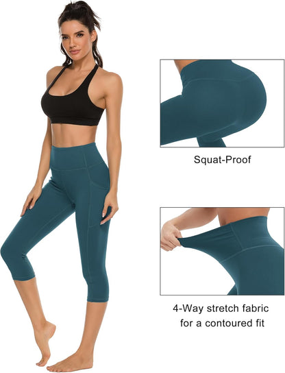 Stelle Capri Leggings for Women Yoga Pants with Pockets High Waisted Legging for Gym Workout