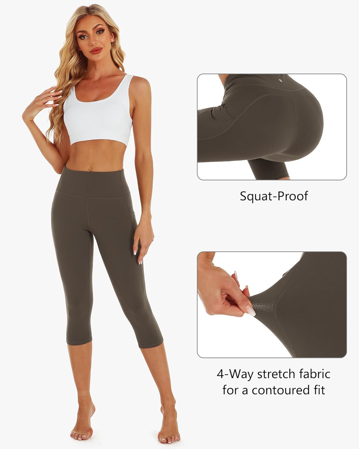 Stelle Capri Leggings for Women Yoga Pants with Pockets High Waisted Legging for Gym Workout