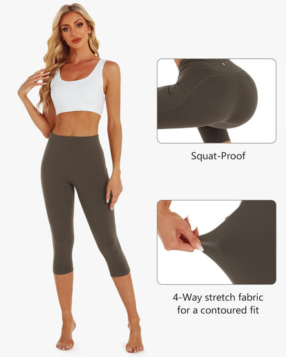 Stelle Capri Leggings for Women Yoga Pants with Pockets High Waisted Legging for Gym Workout