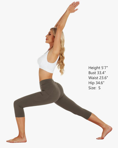 Stelle Capri Leggings for Women Yoga Pants with Pockets High Waisted Legging for Gym Workout