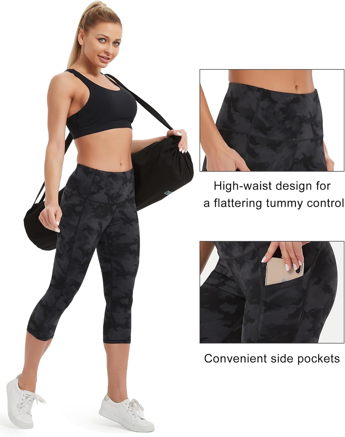 Stelle Capri Leggings for Women Yoga Pants with Pockets High Waisted Legging for Gym Workout