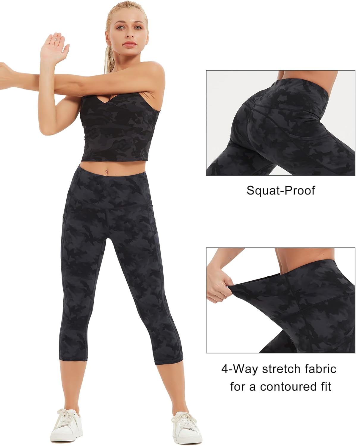 Stelle Capri Leggings for Women Yoga Pants with Pockets High Waisted Legging for Gym Workout