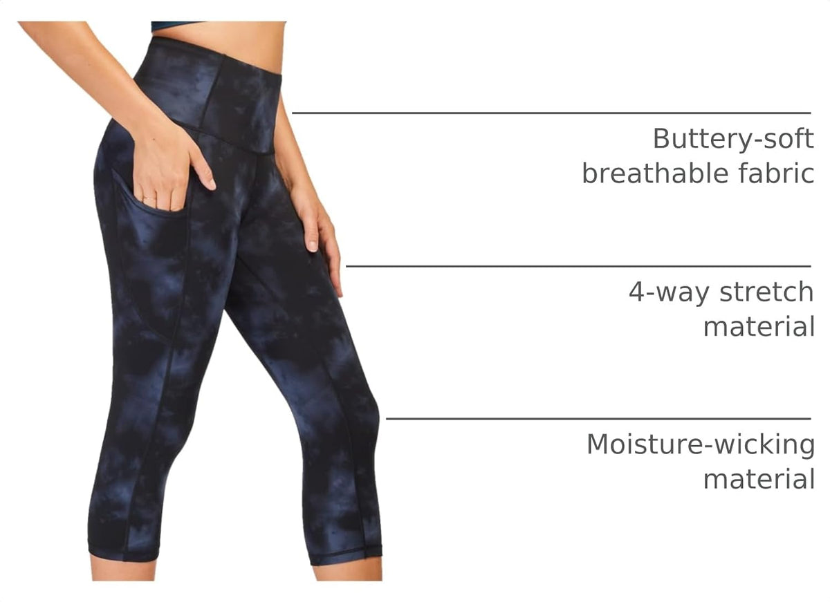 Stelle Capri Leggings for Women Yoga Pants with Pockets High Waisted Legging for Gym Workout