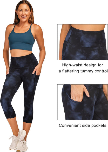 Stelle Capri Leggings for Women Yoga Pants with Pockets High Waisted Legging for Gym Workout