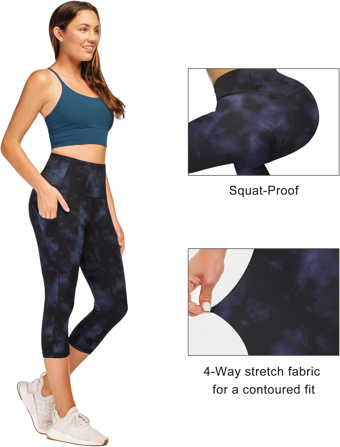 Stelle Capri Leggings for Women Yoga Pants with Pockets High Waisted Legging for Gym Workout