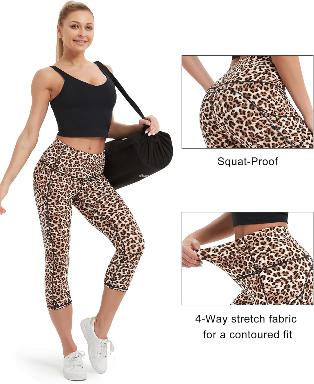 Stelle Capri Leggings for Women Yoga Pants with Pockets High Waisted Legging for Gym Workout