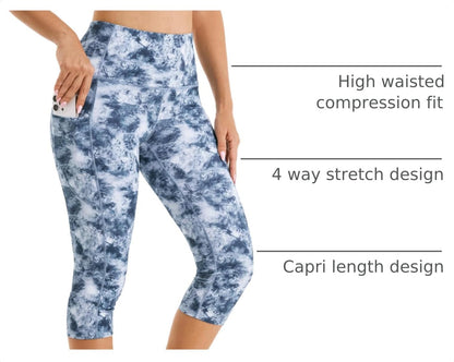 Stelle Capri Leggings for Women Yoga Pants with Pockets High Waisted Legging for Gym Workout