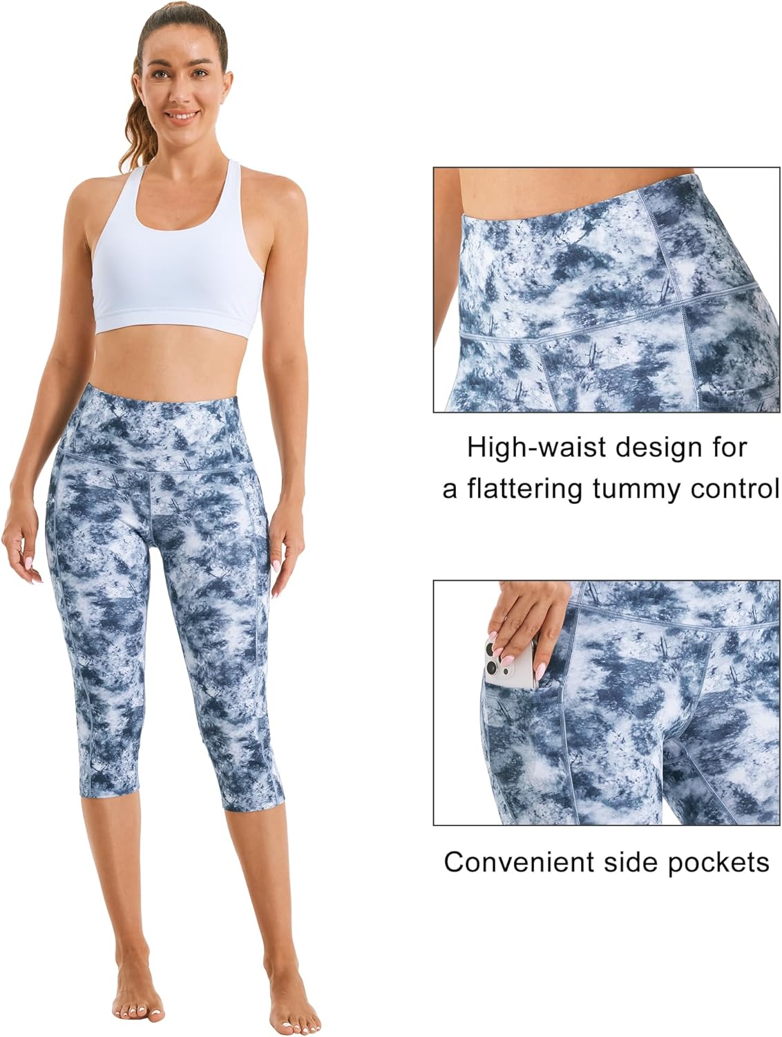 Stelle Capri Leggings for Women Yoga Pants with Pockets High Waisted Legging for Gym Workout