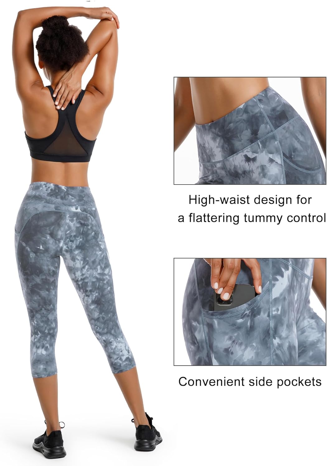 Stelle Capri Leggings for Women Yoga Pants with Pockets High Waisted Legging for Gym Workout