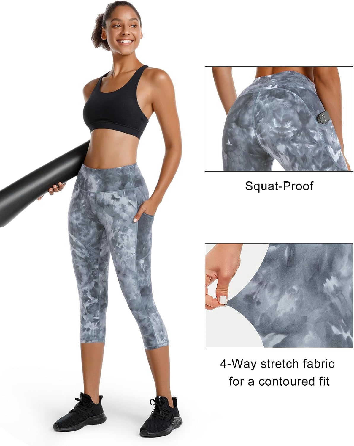 Stelle Capri Leggings for Women Yoga Pants with Pockets High Waisted Legging for Gym Workout