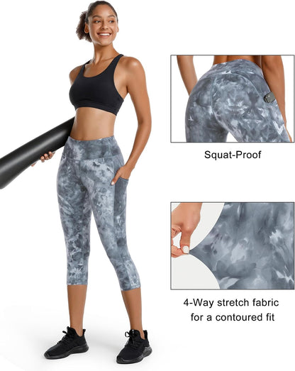 Stelle Capri Leggings for Women Yoga Pants with Pockets High Waisted Legging for Gym Workout