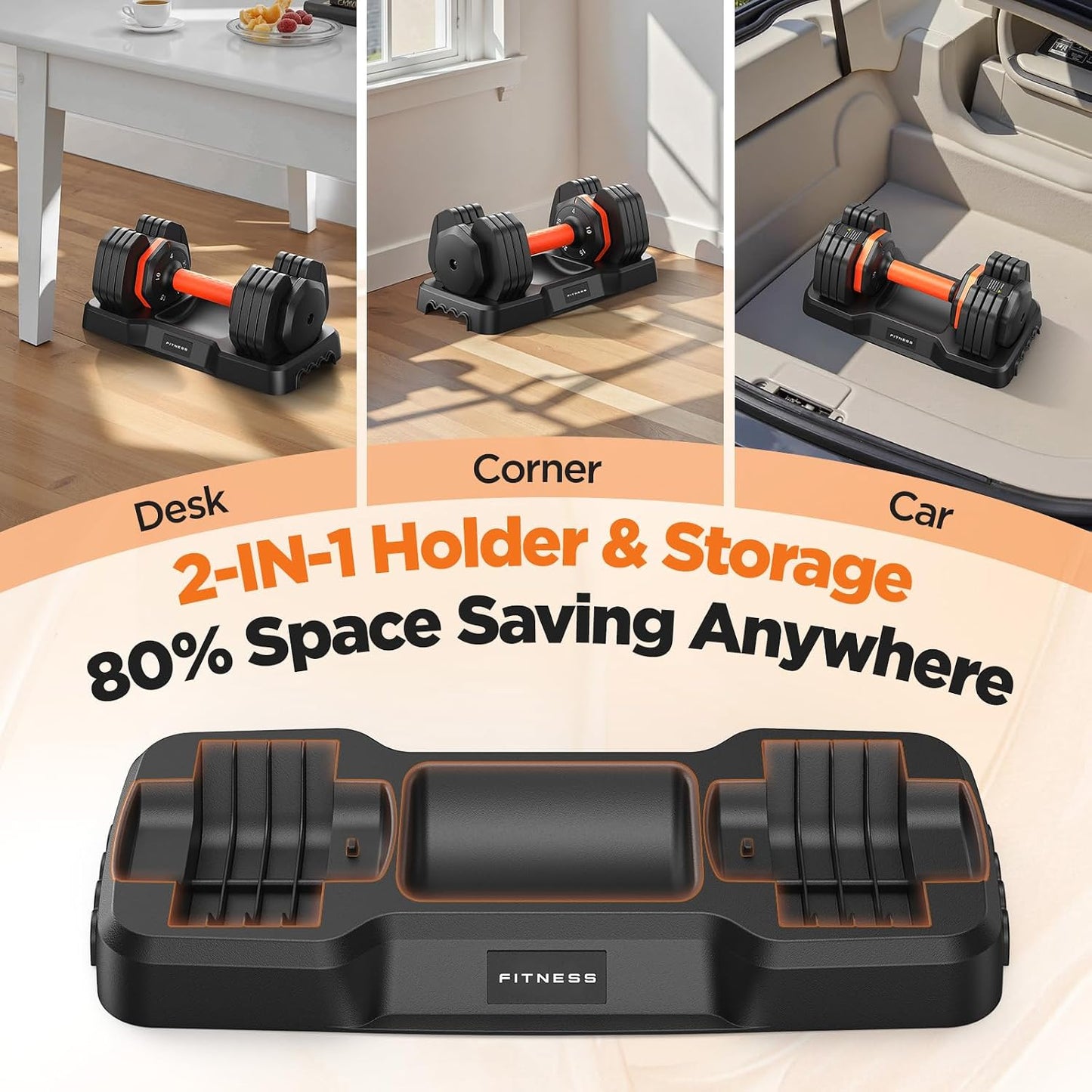 2026 FDB2 Updated Adjustable Dumbbell Set of 2, 5-in-1/10-in-1 Weights Dumbbell Set with Storage Box, 25lbs/55lbs Adjustable Weights with Anti-slip Silicone Grip, Weight Set For Home Gym Suit both Men and Women
