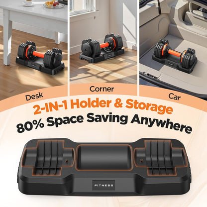 2026 FDB2 Updated Adjustable Dumbbell Set of 2, 5-in-1/10-in-1 Weights Dumbbell Set with Storage Box, 25lbs/55lbs Adjustable Weights with Anti-slip Silicone Grip, Weight Set For Home Gym Suit both Men and Women