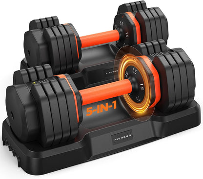 2026 FDB2 Updated Adjustable Dumbbell Set of 2, 5-in-1/10-in-1 Weights Dumbbell Set with Storage Box, 25lbs/55lbs Adjustable Weights with Anti-slip Silicone Grip, Weight Set For Home Gym Suit both Men and Women