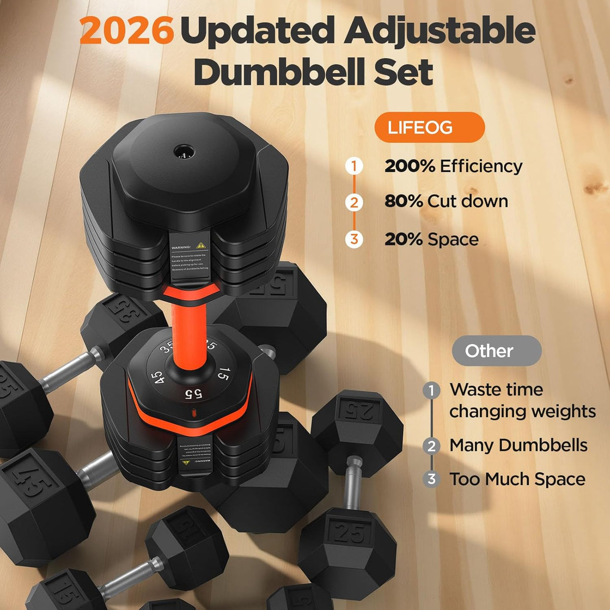 2026 FDB2 Updated Adjustable Dumbbell Set of 2, 5-in-1/10-in-1 Weights Dumbbell Set with Storage Box, 25lbs/55lbs Adjustable Weights with Anti-slip Silicone Grip, Weight Set For Home Gym Suit both Men and Women