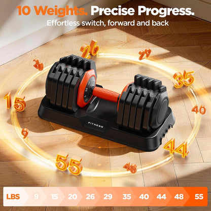 2026 FDB2 Updated Adjustable Dumbbell Set of 2, 5-in-1/10-in-1 Weights Dumbbell Set with Storage Box, 25lbs/55lbs Adjustable Weights with Anti-slip Silicone Grip, Weight Set For Home Gym Suit both Men and Women