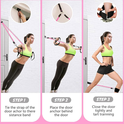Bbtops Pilates Bar Kit with Resistance Bands,Pilates Bar with Stackable Bands Workout Equipment for Legs,Hip,Waist and Arm,Exercise Fitness Equipment for Women & Men