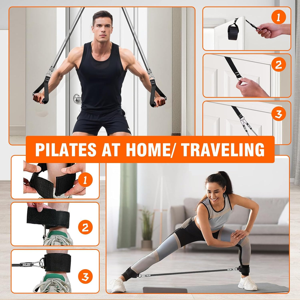 Bbtops Pilates Bar Kit with Resistance Bands,Pilates Bar with Stackable Bands Workout Equipment for Legs,Hip,Waist and Arm,Exercise Fitness Equipment for Women & Men