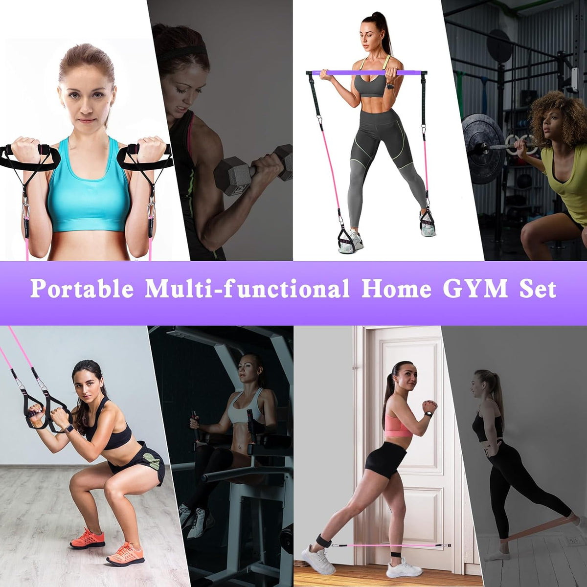 Bbtops Pilates Bar Kit with Resistance Bands,Pilates Bar with Stackable Bands Workout Equipment for Legs,Hip,Waist and Arm,Exercise Fitness Equipment for Women & Men