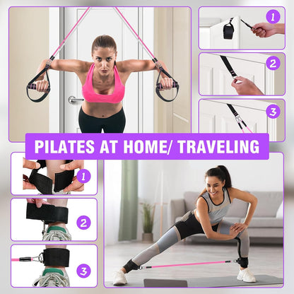 Bbtops Pilates Bar Kit with Resistance Bands,Pilates Bar with Stackable Bands Workout Equipment for Legs,Hip,Waist and Arm,Exercise Fitness Equipment for Women & Men
