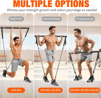 Bbtops Pilates Bar Kit with Resistance Bands,Pilates Bar with Stackable Bands Workout Equipment for Legs,Hip,Waist and Arm,Exercise Fitness Equipment for Women & Men