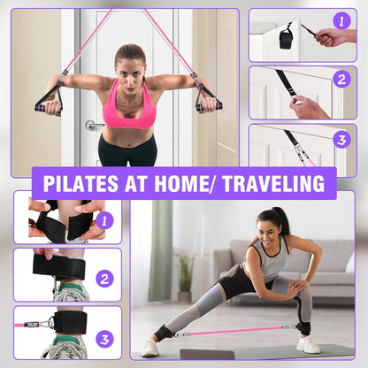 Bbtops Pilates Bar Kit with Resistance Bands,Pilates Bar with Stackable Bands Workout Equipment for Legs,Hip,Waist and Arm,Exercise Fitness Equipment for Women & Men